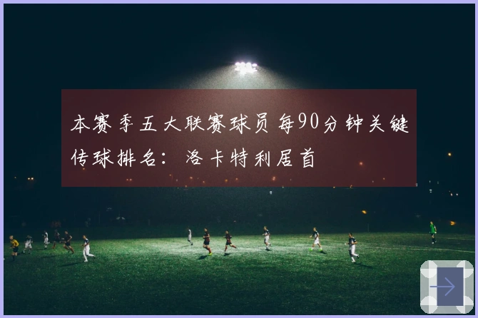 本赛季五大联赛球员每90分钟关键传球排名：洛卡特利居首